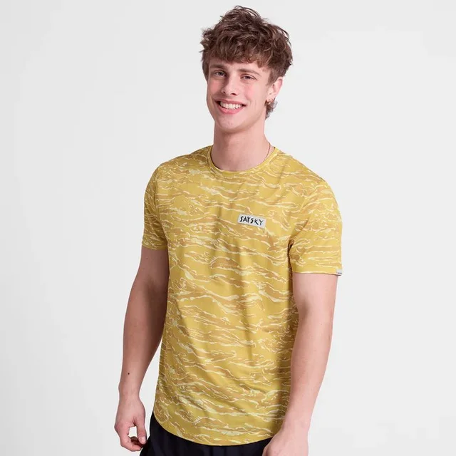 SAYSKY Herre Trøye Tiger Combat S Lett løpe t-skjorte - Yellow Camo 