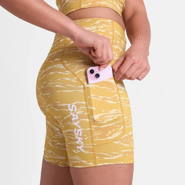 SAYSKY Dame Tights  Combat+ 7" S Short tights til løping - Yellow Camo 