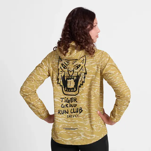 SAYSKY Dame Jakke Tiger Pace M Vindbeskyttende løpejakke - Yellow Camo 