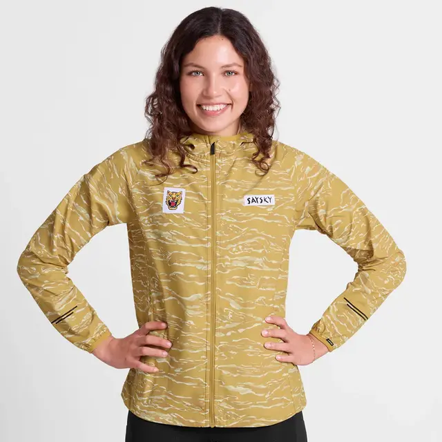 SAYSKY Dame Jakke Tiger Pace M Vindbeskyttende løpejakke - Yellow Camo 