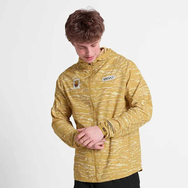 SAYSKY Herre Jakke Tiger Pace M Vindjakke til løping- Yellow Camo 