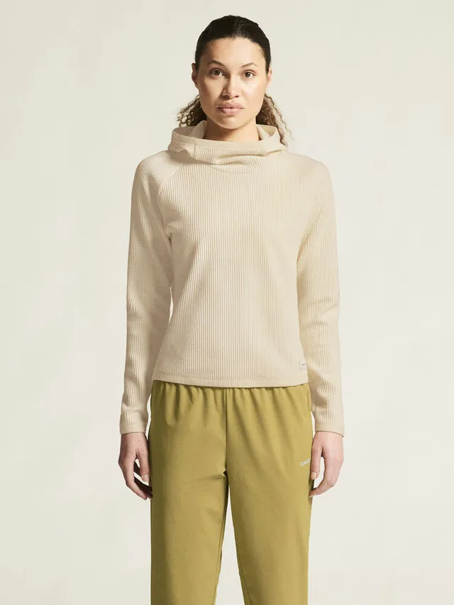 Craft W Trøye Grid Hood  S varm og allsidig hettegenser - Tofu 