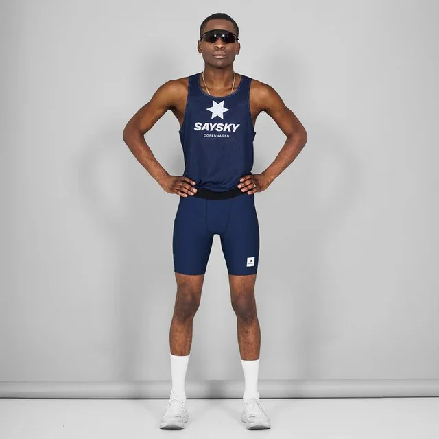 SAYSKY M Tights Kort Rib Combat+ 8" M Rib short tights til løp - Blue 