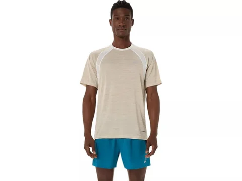Asics Herre Trøye SS Road Lett og pustende topp - CREAM