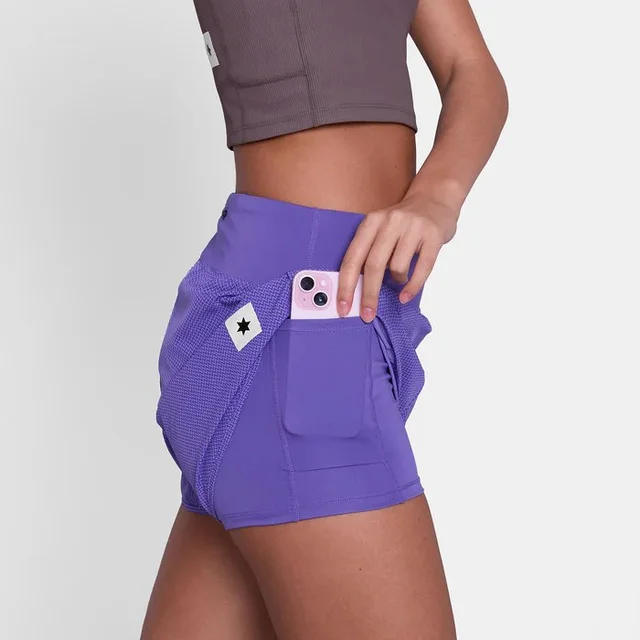 SAYSKY Dame Shorts Pace  3" S Løpeshorts med høyt liv - Purple 