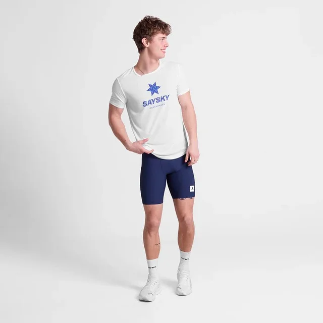 SAYSKY Herre Trøye Zig Zag Flow S Lett t-skjorte til løp - White 