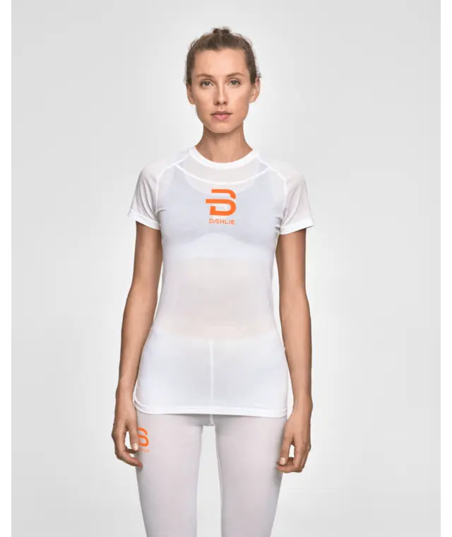 Dæhlie Compete-Tech T-Shirt Dame L Ultralett kortermet trøye Snow White 