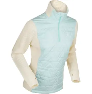 D&#230;hlie Dame Genser Half Zip Comfy Varm genser i ullblanding Iced Aqua
