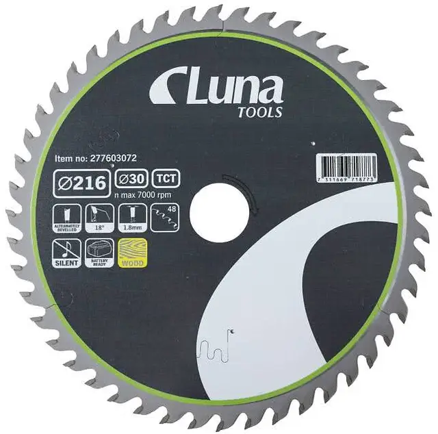 SIRKELSAGBLAD TCT EXTRA THIN LUNA 216X30 Sirkelsagblad Luna Extra Thin 