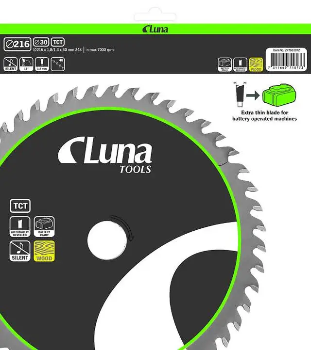 SIRKELSAGBLAD TCT EXTRA THIN LUNA 216X30 Sirkelsagblad Luna Extra Thin 
