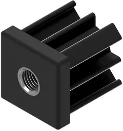 Firkant sort 40x40xM10 Gj.innsats i forniklet messing