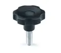 Plastratt,utv.gjenger,Ø50,M10x30 Stjerneratt 6-grep,sort