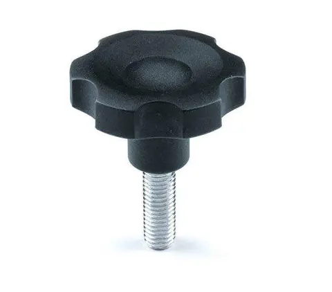 Plastratt,utv.gjenger,Ø50,M10x30 Stjerneratt 6-grep,sort 