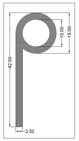 P-Profil 15/10X42X2,5  30-138S EPDM  L= 50 