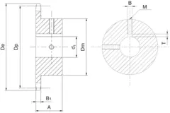 Kjedehjul 08B-1 Z11 HT med nav Stål utboring Ø16mm H7+++