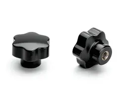 Plastratt,messing innsats,Ø30,M6 Stjerneratt 6-grep,sort