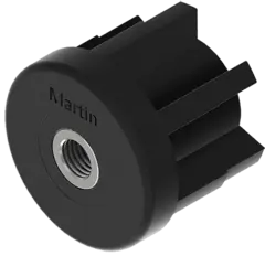 Rund sort Ø42xM10x1,5 Gj.innsats i forniklet messing