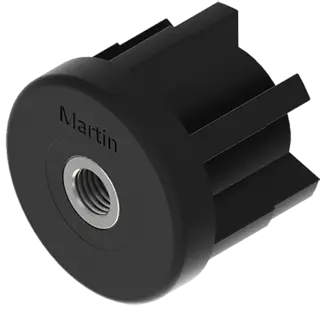 Rund sort Ø42xM10x1,5 Gj.innsats i forniklet messing 