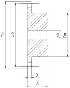 Kjedehjul 08B-1 Z15 med nav Stål forboret