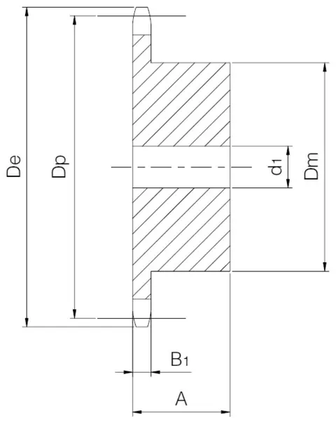 Kjedehjul 08B-1 Z15 med nav Stål forboret 