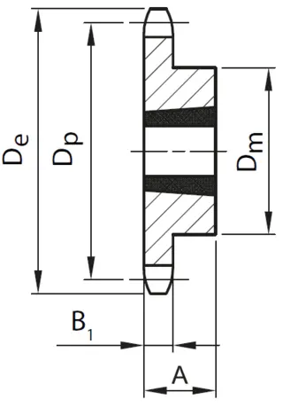 Kjedehjul 12B-1 Z19 taperboss 2012 Stål 