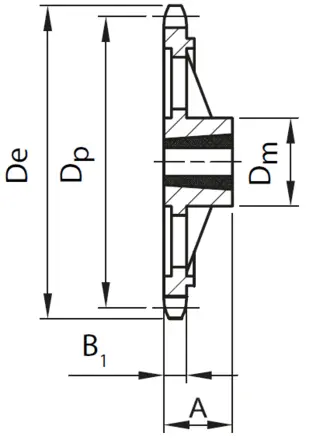 Kjedehjul 08B-1 Z57 GG taperboss 2012 Støpejern 