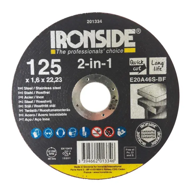 KAPPESKIVE F41 2IN1 IRONSIDE Ø125X1.6X22MM 201334 