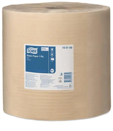 TØRKEPAPIR BASIC BRUN STOR RL. W1 BRUN 1-LAG TORK