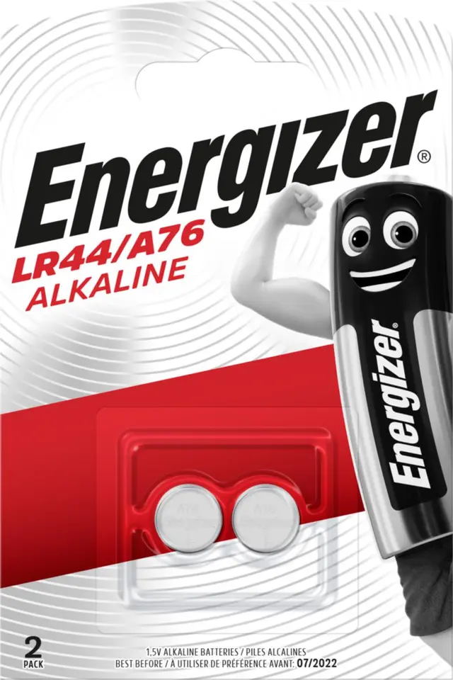 BATTERI ALKALINE LR44/A76 FSB2 2STK/FORP Knappcellebatterier Energizer 2-Pack 