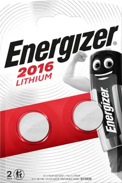 BATTERI LITIUM CR2016 FSB2 2stk/forp ENERGIZER 2016