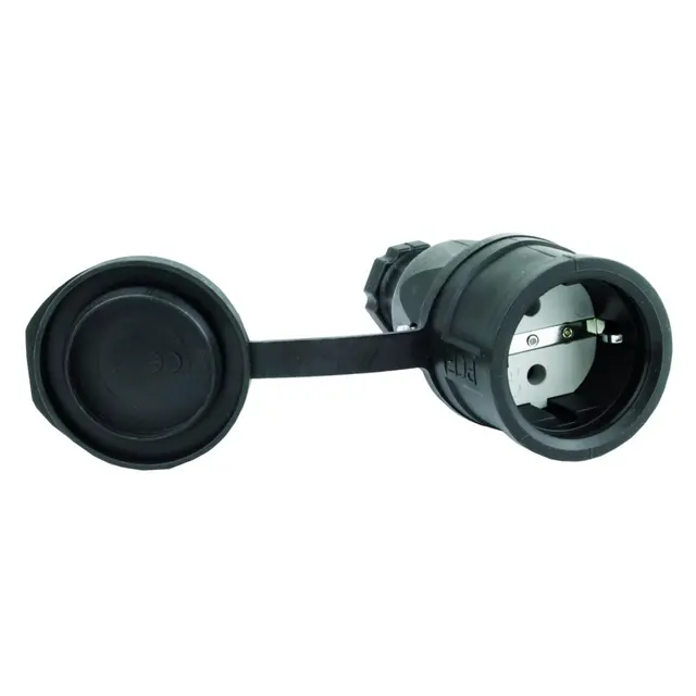 SKJØTEKONTAKT Skjøtekontakt m/j gummi m/hette IP54 