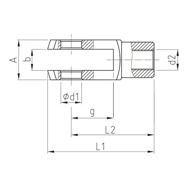 Gaffelhode M6/Ø6 L=12/24 Uten bolt b=6mm 