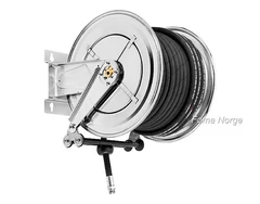 Slangetrommel rustfri m/slange 50m