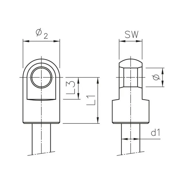 Øyehode A1 Ø8,2/M8 SW10 L1=20 