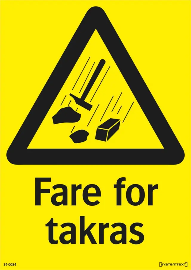 Takrasfare skilt Skilt Fare for takras Systemtext 