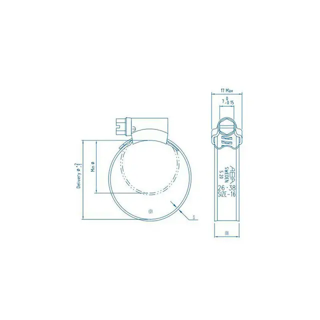 Slangeklemme  32- 44 mm - 12mm ABA Original S20 