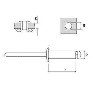 popnagel 4.8x25 Dome Hd Peel Rivet AL/St 