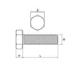 6 kant bolt M20 x 60 Hex Hd Grd 8.8 Stl