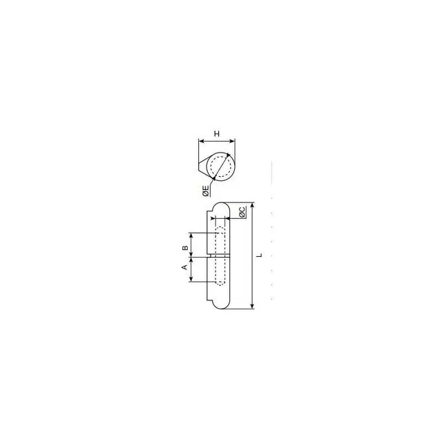 Sveisehengsel stål/messing stift ø13x150mm,messingskive,m/nipp 