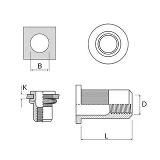 M8X11X17 BLIND RIVET NUT FLANGE ALU 