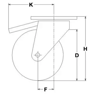 Nylpol 150mm+M22 Svingbar med brems 