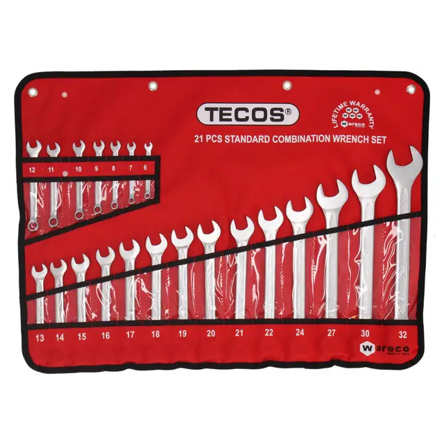 FASTNØKKELSETT 6-32MM T-CW632 Ringgaffelnøglesæt - 21 dele i m 