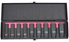 KRAFTPIPESETT 1/2" 13-24 Krafttopsæt 1/2" x 78 mm - 9 deler