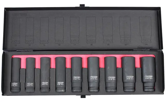 KRAFTPIPESETT 1/2" 13-24 Krafttopsæt 1/2" x 78 mm - 9 deler 