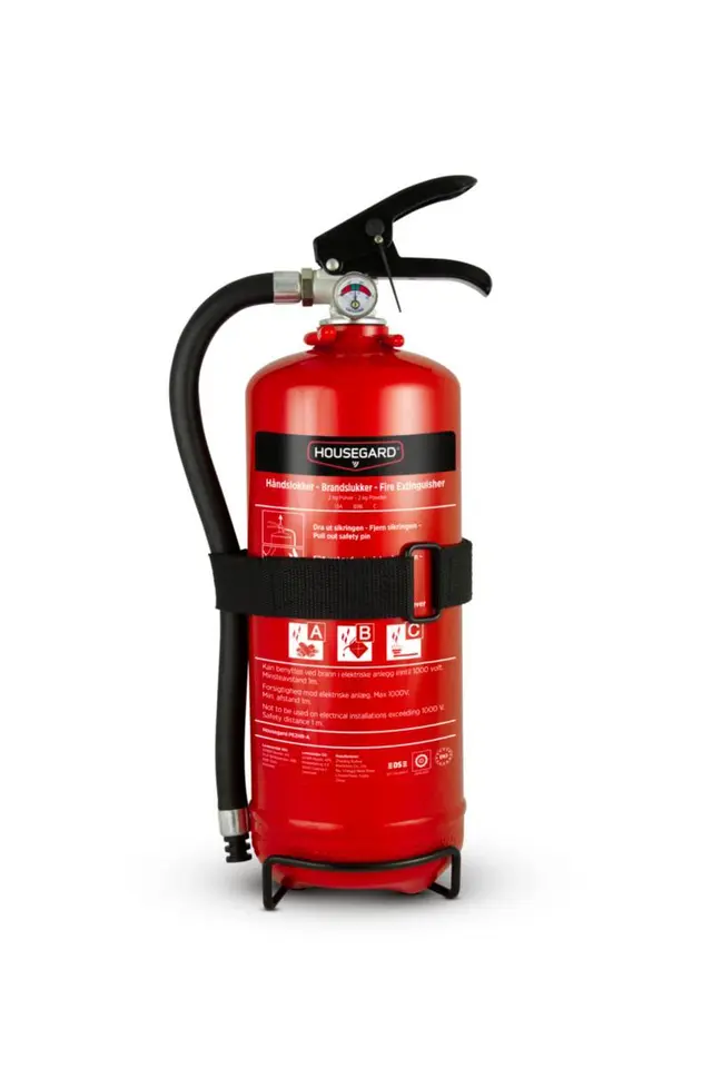 Brannslukker pulver PE2HR-A Housegard ABC 13A 89B C 2kg 