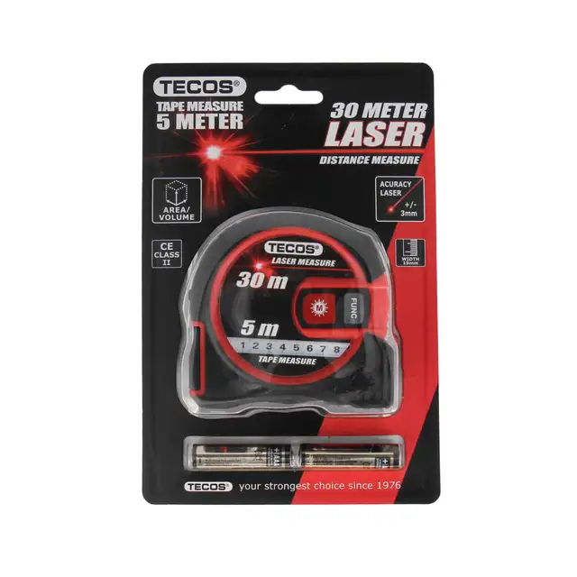 MÅLEBÅND 5 METER LASER 50 METER Målebånd, 5 meter - med laser/ 15 m lase 