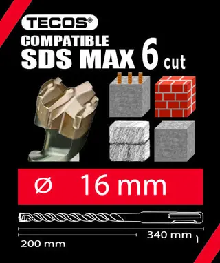 sds max m16 x 340 murborr 6Skjær 