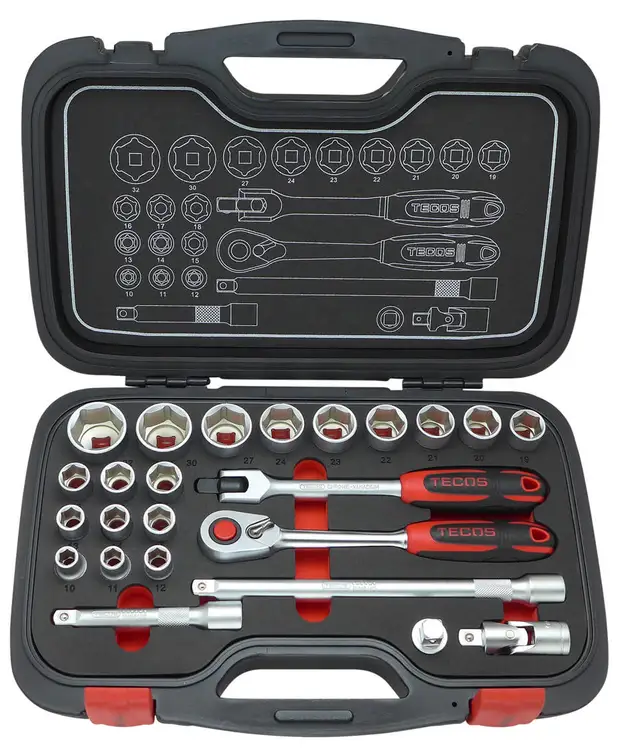 PIPNØKKELSETT 1/2 10-32 TECOS Pipenøkkelsett T2024 - 1/2", 24dl 