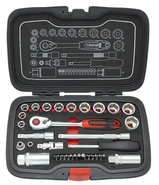 PIPNØKKELSETT 3/8 34 DELER T1934 Pipenøkkelsett 3/8", 34 deler