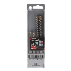 SDS PLUSS BORRSETT 4 SKJÆRS Hammerborsett, 4 deler: 5-10 mm - 4 skjæ